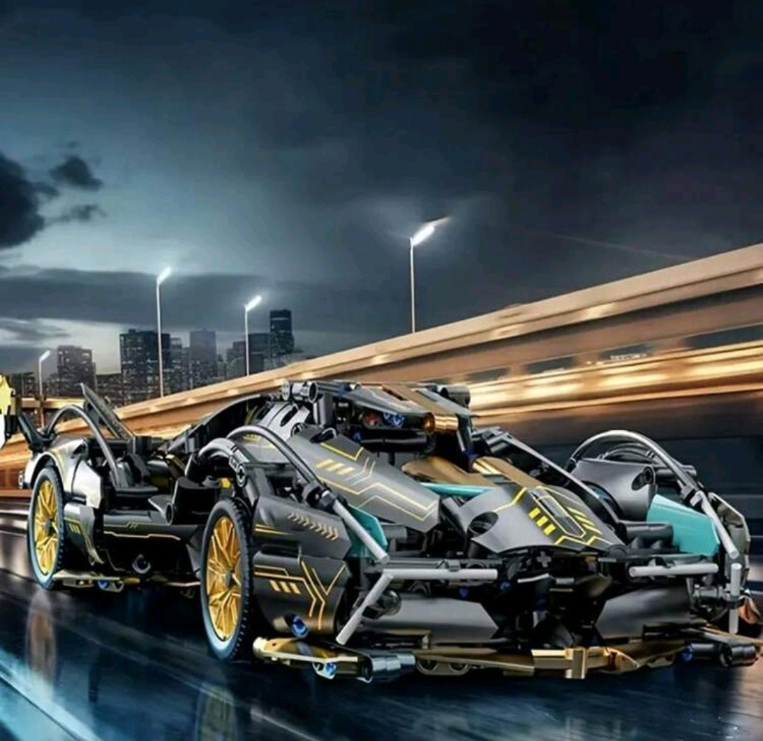 Juego de construcción de bloques con modelo de coche de carreras