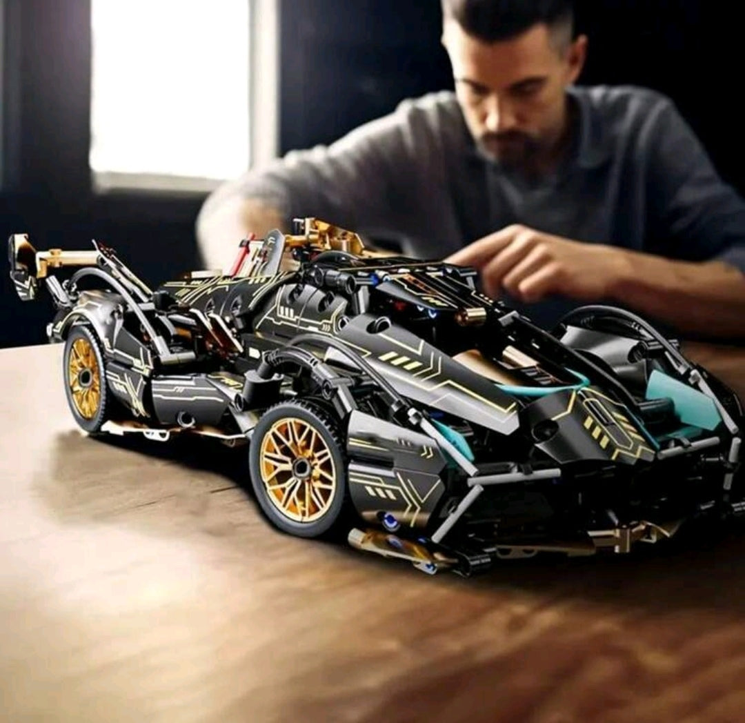 Juego de construcción de bloques con modelo de coche de carreras