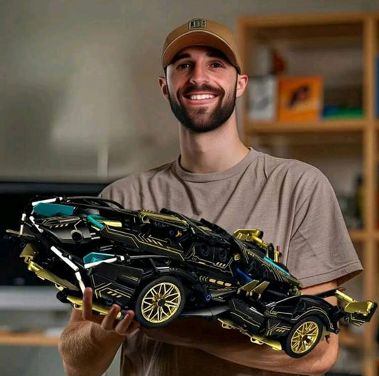 Juego de construcción de bloques con modelo de coche de carreras